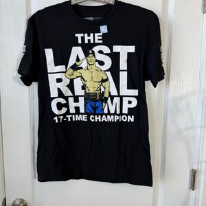 Men's WWE John Cena Last Real Champ Black Short Sleeve Tee M